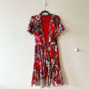 Fashion nova floral red dress midi